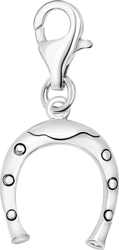 Quiges – 925 - Zilver – Charm - Bedel - Hanger - Paard Hoefijzer - met – sterling - zilver - karabijnslot - geschikt - voor -Bedelarmband HC074