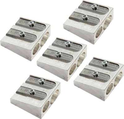 Lyra Dubbele puntenslijper - 5x - potloden - zilver - metaal - voor dunnen en dikke potloden