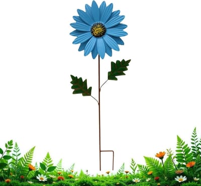 Decoratieve Tuinstekers - Bloem Decoratie - Tuin Aankleding - Zonnebloem Design - 69 cm - Blauw