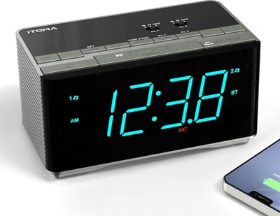 Wekkerradio met Bluetooth - Stereospeaker Radio - Wakker Worden - Dubbele Alarm Functie - 14.5 x 8 x 7.5 CM