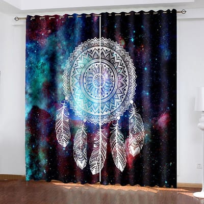 3D Goedkope Dromenvanger Serie Zonwering Gordijnen 2 Panelen Gratis Verzending Luxe Woonkamer Slaapkamer Huisdecoratie Gordijnen 100W130H(CM)40x51in&Grommet Top