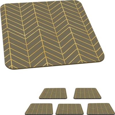Onderzetters voor glazen - Patronen - Luxe - Groen - Geel - 10x10 cm - Glasonderzetters - 6 stuks