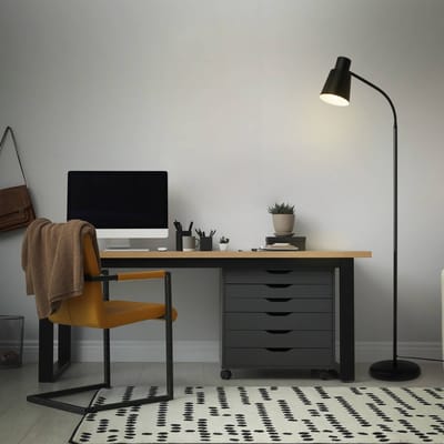 BRILONER Ekko - Vloerlamp - woonkamer staande lamp - leeslamp - industrieel - metaal - E27 fitting - zwart - 128cm