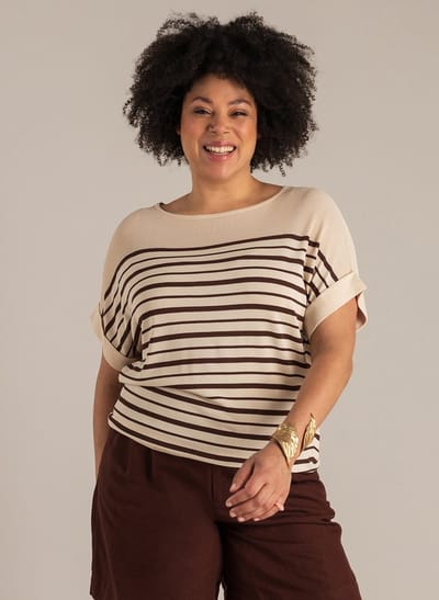 YEST CURVE Nanja Tops - Light Sand/Coffee Br - maat X-0(44)