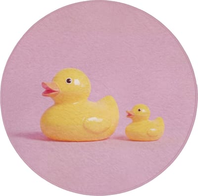 WC mat rond 70x70 cm - Antislip - Eendjes - Vrolijk - Roze - Toiletmat - Vloermat - Douchemat - Toilet tapijt - Toiletmatten