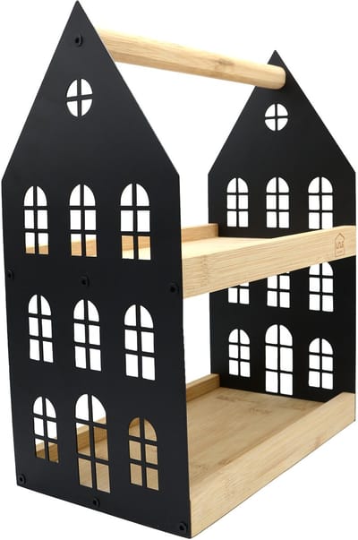 UNUS® Etagère decoratieve met 2 lagen en handvat zwart 34cm