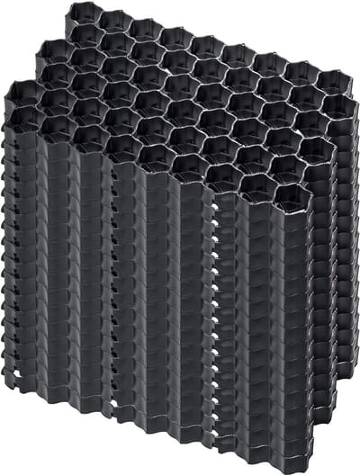 KADAX Paddockplaten van kunststof, 60 x 40 cm, 4 m², 2 kleuren, belastbaarheid tot 1000 t, gazonrooster met antislipnoppen, honingraatplaten (zwart, rechthoekig, 16 stuks)