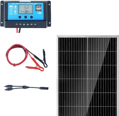 Zonnepaneel Kit - Monokristallijn Paneel - Energie Voorziening - Hoge Omzetting - 100 W - Zwart