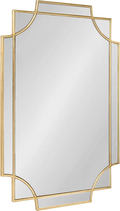 Decoratieve Rechthoekige Wandspiegel in Gouden Blad 24x35.5 Inch