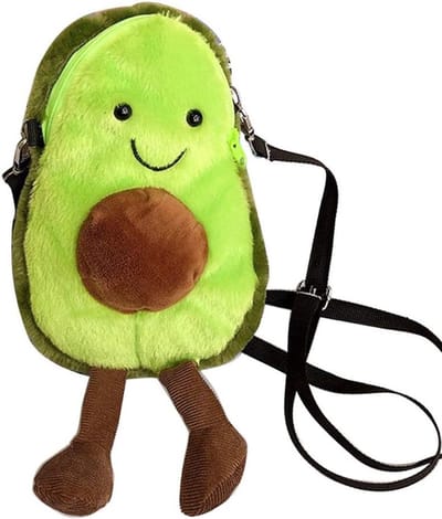 Zachte Avocado Schoudertas met Rits, Schattige Cartoon Tas voor Meisjes, Ideaal voor Dagelijks Gebruik, 13 x 22 x 5 cm
