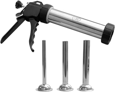 Worst Vlees Vuller - Worstmaker Injector - Zelf Worsten Maken - Handmatige Bediening - 350mm Lengte - Zilver Zwart