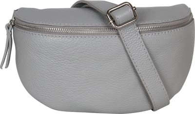 AmbraModa GLX1 - kleine heuptas buiktas crossbodytas, ideaal voor vakantie, reizen, uitgaan gemaakt van echt leer. Grijs