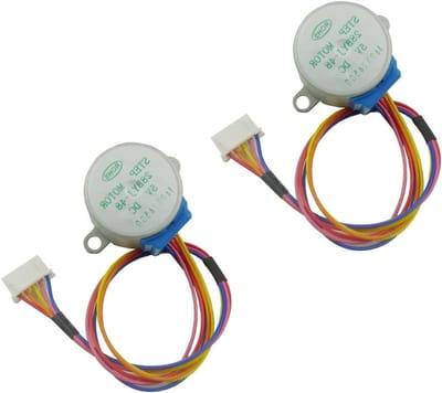 Stappenmotor - DC motor Transmissiemotor - Projecten Automatiseren - 5-fase 5-draads - 28 mm diameter - Zilvergrijs