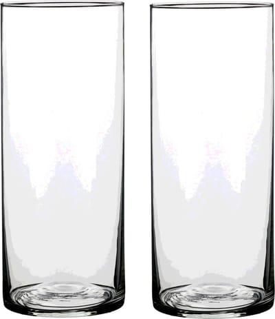 Mica Decorations Vaas - 2x - cilinder - helder glas - D12 x H25 cm - Bloemenvaas