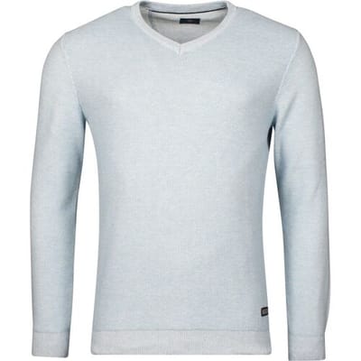 Baileys Trui Two-Tone Jacquard Interlock V-Neck Allover Plated Pastel Blauw Melange / male