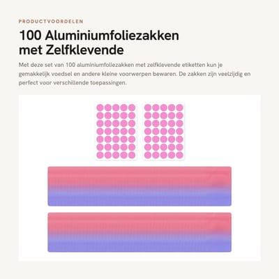 Dailygoods- Aluminiumfoliezakken 100 stuks - Geschenktassen - Voedselzakken - Zakken met ritssluiting - Opbergzakken voor kleine voorwerpen - 7 x 10 cm