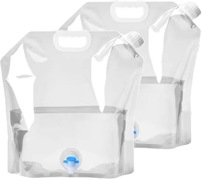 Vouwbare Wateropslagzakken voor Buitenactiviteiten zoals Kamperen en Wandelen - Set van 2 Stuks, Klein en Transparant