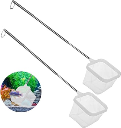 Set van 2 Visnetten voor Aquarium, Klein Net met Uittrekbare Handgreep, Ideaal voor het Schoonmaken van Aquarium en Babyvisbakjes