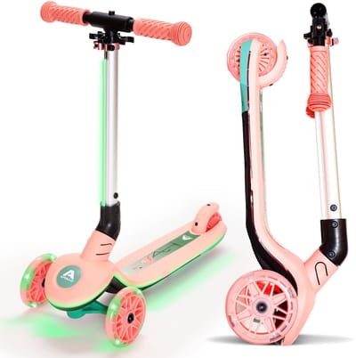 Apollo Whizzie LED Kinderstep, opvouwbare kinderschooter, in hoogte verstelbare driewielige step voor kinderen vanaf 3 jaar, LED-effect in wielen, stuur en deck, 3-wielige step in cool design