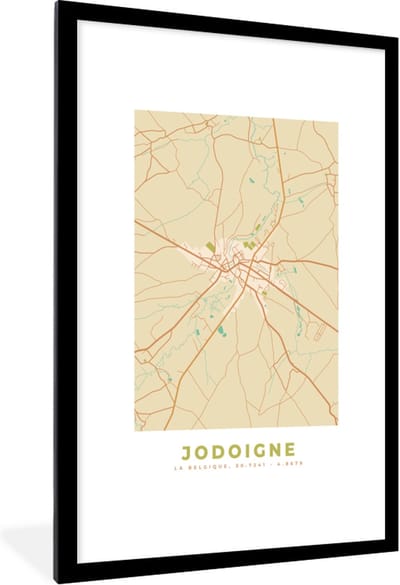 Fotolijst incl. Poster - Stadskaart - Plattegrond - België - Kaart - Jodoigne - 80x120 cm - Posterlijst