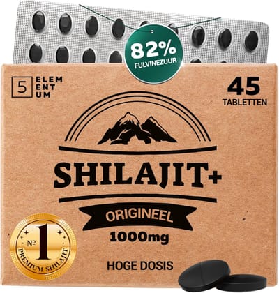 Shilajit Capsules– 22.500 mg | 45 Tabletten | Pure Shilajit Original Mumijo rijk aan 82% Fulvinezuur | Handgemaakt Uit Himalaya