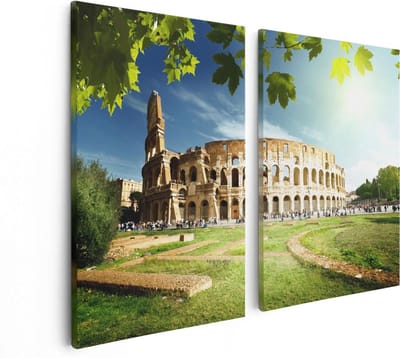 Artaza Canvas Schilderij Tweeluik Colosseum in Rome, Italië - 80x60 - Foto Op Canvas - Canvas Print
