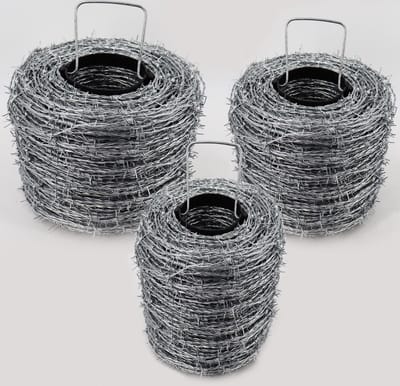 100 meter gegalvaniseerd prikkeldraad 1,6/1,7 mm voor wildhekken, boshekken en geknoopt draadgaas.