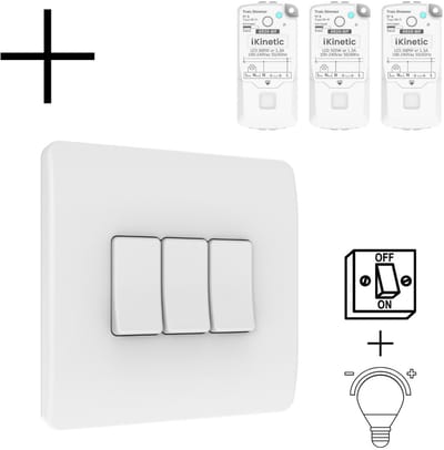 Draadloze Wandschakelaar | Wifi | Bediening RF 433 MHz | Batterij | Schroeven of tape | Aan Uit dimmer | Tuya | Wit