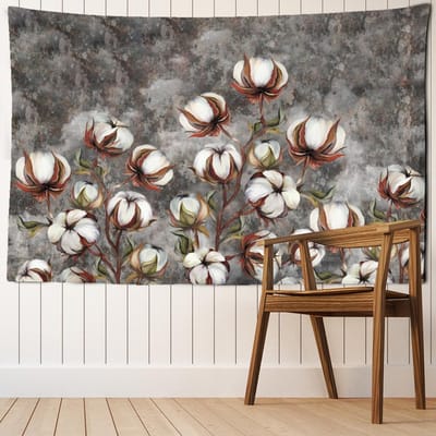 Tapisserie murale en coton coloré à suspendre, motif nature, plantes, esthétique, chambre, bohème, tropical, décoration de salon, tissu 95x70cm gray