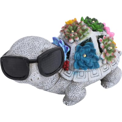 Zonne-energie Schildpad Beeldje Hars Waterdicht Schildpad Figuurtje LED Lamp Decoratief Ornament voor Buiten Tuin Gazon Terras