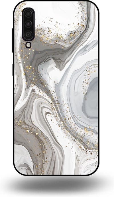 Smartphonica Telefoonhoesje geschikt voor Samsung Galaxy A50 met marmer opdruk - TPU backcover case marble design - Zilver geschikt voor Samsung Galaxy A50