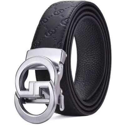 Nieuwe Toplaag Koeienhuid Herenriem Automatische Gesp Riem Casual Zakelijk Middelbare Leeftijd en Jonge Broekriem Heren 125cm black