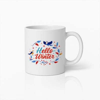 Hello Winter Mok – 330ml Gezellige Seizoens Koffiemok met Kleurrijk Design – Perfect Cadeau voor Winterliefhebbers & Warme Chocolademelk Fans