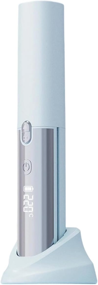Draadloze stijltang — Temperatuurregeling met 4 standen — Verwarmde stijltang — Met temperatuur- en batterijweergave — Ontworpen voor vrouwen — Ideaal voor op reis, strandvakanties, hotels, thuis en in de salon — Blauw