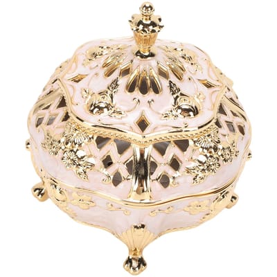 Kegel wierookbranderhouder met deksel Europese stijl Vintage wierookstandaard Metaallegering Gesneden ornament voor binnen