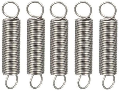 Dubbele Haak Spiraalveer - Trekveer Vervanging - Bevestigen en Spannen - Roestvrij Staal - 5 Stuks 1.2x10x50mm - Zilverkleurig