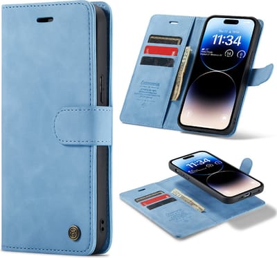 Casemania Hoesje Geschikt voor Apple iPhone 13 Pro Sky Blue - 2 in 1 Magnetic Book Case