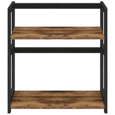 Dubbele kruidenrek bureaublad opbergrek 42×18×43 cm, vintage bruin-zwart, bamboeraamwerk, stevig en duurzaam, multifunctioneel voor keuken/restaurant/kantoororganisatie