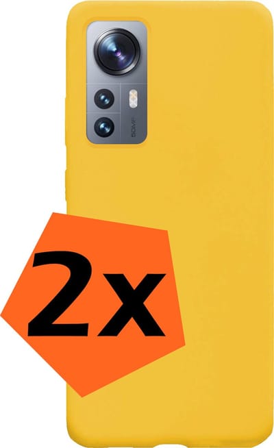 Hoes - 2 Stuks - Geschikt voor Xiaomi 12 - Sterk & Shockproof - Case Siliconen - Back Cover - Telefoon Hoes - Geel