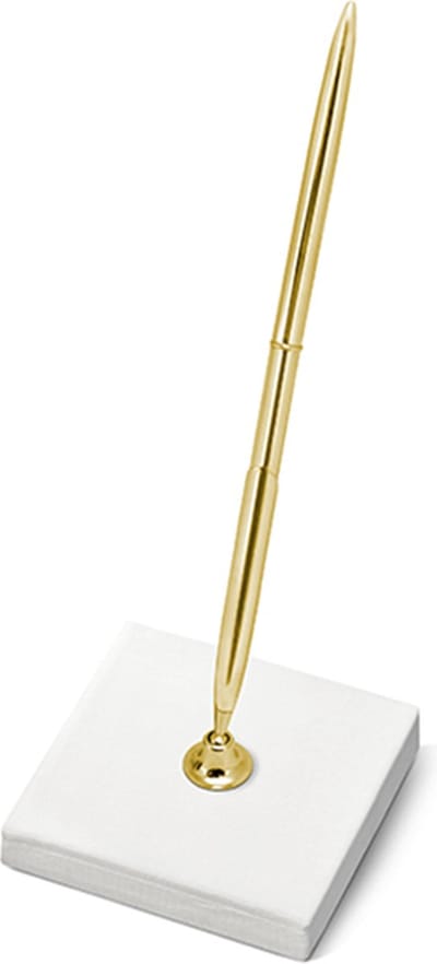 PartyDeco Pen met houder - Goudkleurige pen voor ondertekening - 8x8 cm