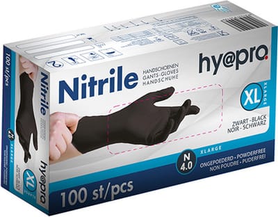 Handschoen nitrile, XL, hy@pro, Black, zwart, 10 x 100pcs. -regianebeauty.nl