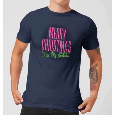 National Lampoon Merry Christmas (Kiss My @$$) Men's Christmas T-Shirt - Navy - M