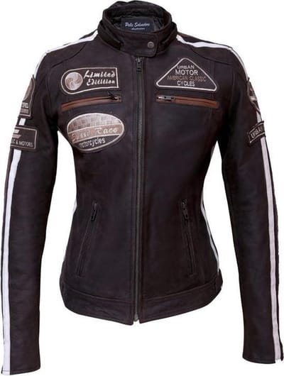 Urban Leather Fifty Eight Leren Motorjas Dames - Donker Bruin - Maat XL
