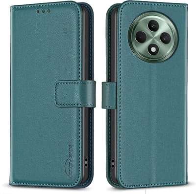 BINFEN Hoesje - Geschikt voor OPPO Reno12 F 5G Hoesje - BINFEN Color Book Case - Groen