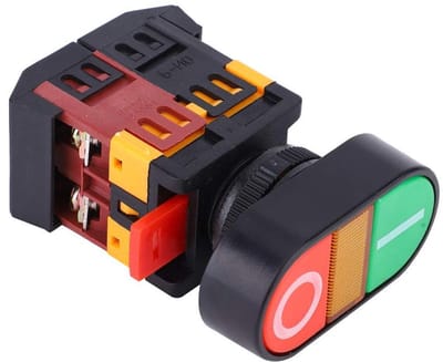 Dubbele LED Drukknop - Aan/Uit Schakelaar - Elektrische Circuits - NO+NC Contacten - 22/25mm Diameter - Rood/Groen