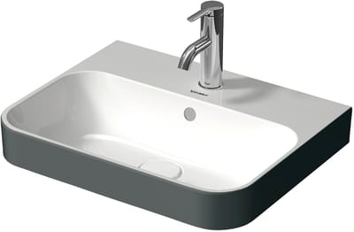 Duravit Happy D.2 Plus bovenbak, 1 kraangat, 500x400 mm, gepolijst, met overloop, met kraangatbankje, 23605061001