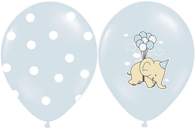 PARTYDECO - 6 blauwe olifant latex ballonnen 30 cm biologisch afbreekbaar