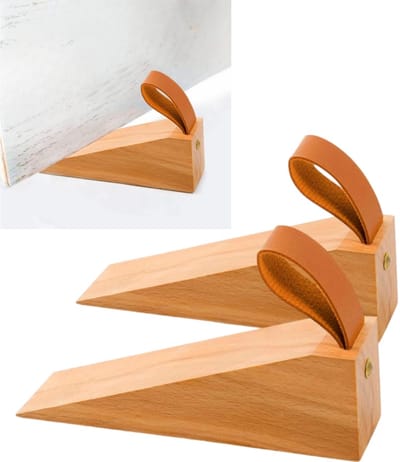 2 stuks massief houten deurstopper - Antislip en stabiel - Deurwig - 11*3,5*3,5 cm - Geschikt voor kieren onderaan deuren en voor het vastzetten van deuren - Natuurlijke houtkleur