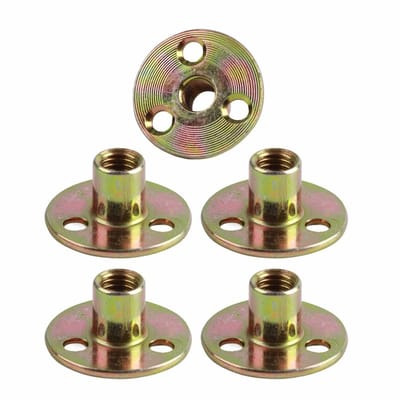 Dailygoods- Flenskoppelingen 5 Stuks - Verzinkt Ijzer - Ronde Basis - 3-Gaats Bevestiging - Duurzaam - Glad Oppervlak - Flensmoeren