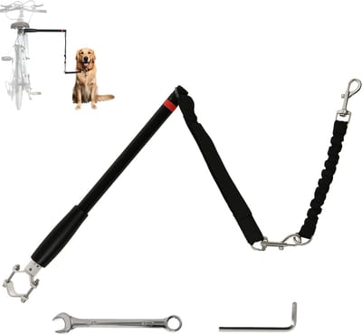 PawHut fietslijn voor honden – staal, polyester – 124x2x2 cm – zwart